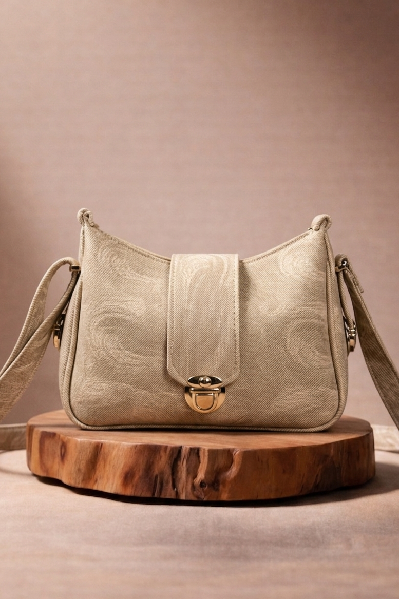 Beige crossbody handbag