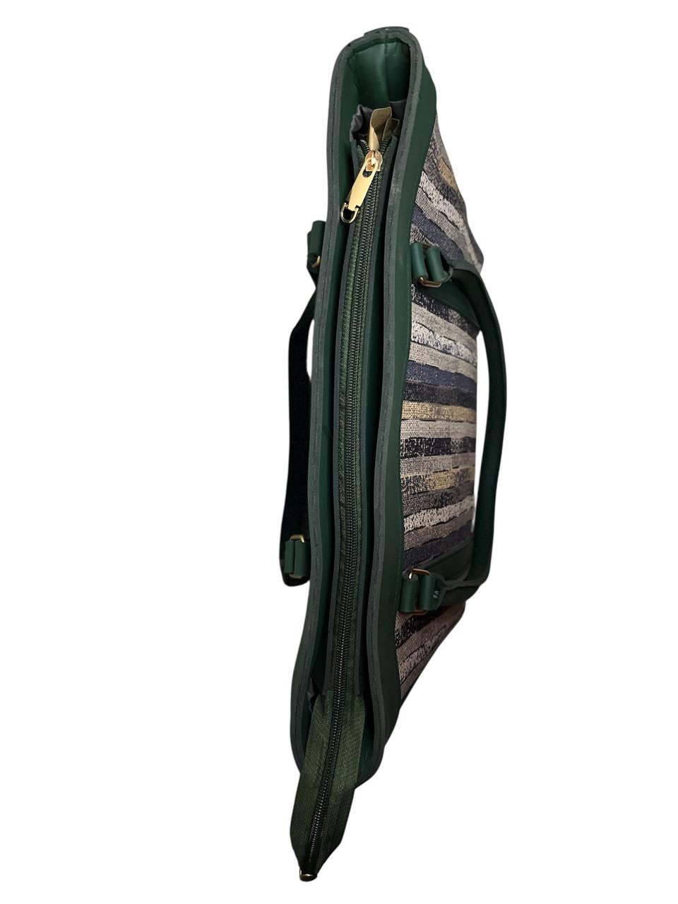 Caprese Green Woven Medium Tote Handbag